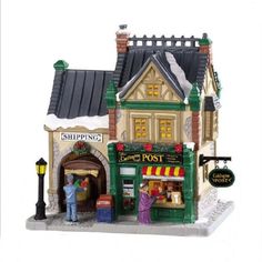 a small toy store with people standing outside