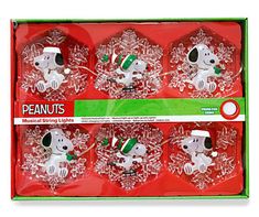 the peanuts christmas ornament set is in its box