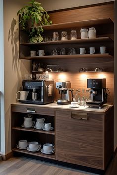 coffee bar ideas coffee aesthetic coffee corner kitchen interior modern design home decor home interior design modern design Kaffe Station, Coffee Bar Station, Home Bar Rooms, Christmas Boho, Coffee Bar Design, Desain Pantry, Design Café, Home Coffee Stations, Coffee Nook