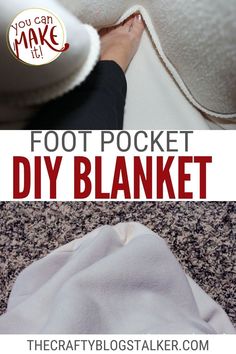 the foot pocket diy blanket is being folded up