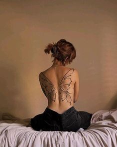 #fashion, #style, #outfitinspiration, #beauty# tattos #minimalist tattos Fairy Wing Tattoos, Spine Tattoos For Women, Pretty Tattoos For Women, Back Tattoo Women, Spine Tattoos