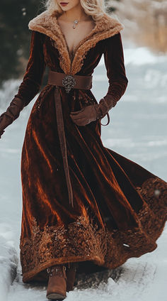 Elegant Holiday Outfit, Velvet Long Skirt, Long Skirt Elegant, Fantasy Winter, Witchy Clothes, Magazine Front Cover, Halloween Skirt, Fur Dress, Color Outfits