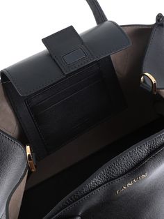 Black leather women's bag by Lanvin, featuring a removable leather shoulder strap with card slots inside, a magnetic flap closure, metal fittings, and four metal feet and suede lining. L x H x W: 32 x 22 x 18 cmComposition: Leather Lanvin Shoes, Tom Ford Handbags, Red Valentino Shoes, Golden Goose Shoes, Valentino Shoes, Parisian Chic, Gorgeous Bags, Sneaker Wedge, Sneaker Brands