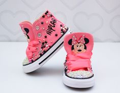 Minnie Mouse Converse, Tutu Dress Costumes, Minnie Mouse Shoes, Bling Converse, Pink Toes, Girls Overalls, Girls Converse, Baby Minnie Mouse, Minnie Mouse Girl