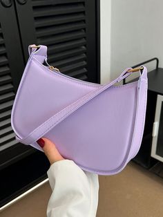 Women's Trendy Chic Minimalist Style One Shoulder Bag Purple Elegant   PU Leather Geometric,Plaid,Plain,Plants,All Over Print,Textured Pattern Hobo Bag   Women Bags, size features are:Bust: ,Length: ,Sleeve Length: Chic Minimalist Style, Purple Hands, Trendy Chic, Purple Bags, Fabric Bag, Kids Beachwear, Bag Women, Minimalist Style, Maternity Bag