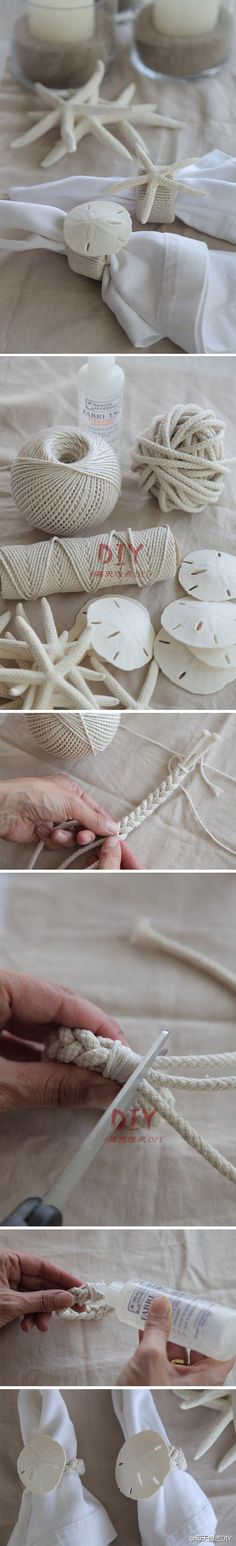 four different pictures show the process of making decorative items with yarn and cotton balls,