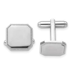 Kelly Waters Rhodium-plated Square Beaded Engravable Cuff Links fine designer jewelry for men and women Packaging Gift, Square Bead, Cuff Links, Formal Event, Rhodium Plated, Primary Colors, Light Up, Cufflinks, Classic Style