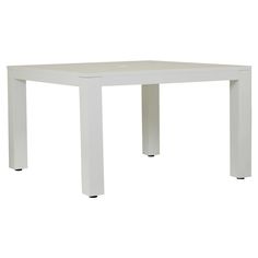 a white table with two legs and a square top on an isolated white background,