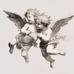 two cherubs with books in their hands