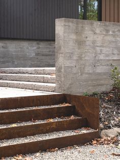 the concrete steps lead up to an entrance