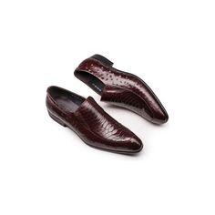 Elevate your style game with our ExoticLuxe Croc Texture Leather Slip-On Oxford Brogues. Crafted with the finest attention to detail, these brogue shoes exude sophistication and elegance, making a statement wherever you go. Featuring a solid pattern and a square toe shape, these timeless shoes are perfect for both formal and casual occasions. Slip them on with ease and experience the luxury and unmatched comfort that sets these brogues apart from the rest. Upgrade your footwear collection today and add a touch of sophistication to your everyday look. Classic Wingtip Loafers With Red Sole, Classic Wingtip Loafers For Party, Burgundy Brogue Dress Shoes For Business, Semi-formal Burgundy Wingtip Dress Shoes, Wingtip Oxfords With Red Sole For Work, Elegant Slip-on Oxfords With Red Sole, Classic Brogue Loafers For Party, Business Leather Slip-on Shoes With Red Sole, Burgundy Slip-on Loafers For Business