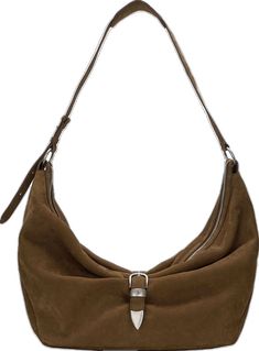 Designer Brown Bag With Buckle Closure, Designer Bags With Buckle Closure For Everyday Use, Hobo Bag