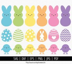 easter bunny and chick egg cliparts with different colors, sizes and shapes to choose from