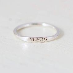 Engraved name ring - date ring - custom name ring - christmas gift Hand Stamped Sterling Silver Engraved Ring As Gift, Hand Stamped Sterling Silver Engraved Ring, Elegant Hand Stamped Engraved Ring As A Gift, Hand Stamped Ring For Anniversary, Dainty Stamped Rings For Anniversary, Meaningful Silver Ring As Gift, Dainty Hand Stamped Promise Ring, Meaningful Silver Rings As Gifts, Hand Stamped Open Ring Jewelry Gift