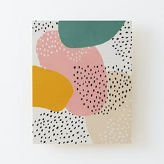 an abstract painting with dots and shapes on white background canvas wall art print by person