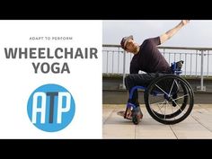 a man in a wheel chair doing yoga