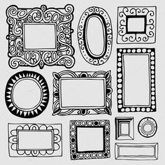 a set of ornate frames and borders in black and white