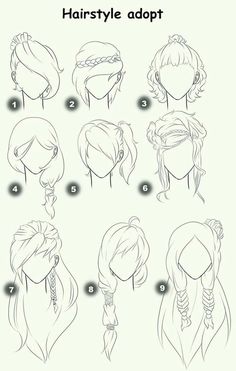 the steps to draw hairstyles for girls with different hair types and styles, including braid