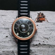 In 1971, the Apollo 15 mission took lunar exploration to the next level when they introduced the first lunar roving vehicle, allowing astronauts to venture out and collect samples further than ever before. 50 years later, the Xeric NASA Apollo 15 Collection celebrates American ingenuity with the first Xeric watch to feature American movements. The FTS AmeriQuartz Caliber 7129 Moonphase movement is assembled, tested, and regulated in Fountain Hills, Arizona, utilizing industry-leading standards and advanced manufacturing methods. Approved by certified master watchmakers, it has 1 jewel and tracks the current phase of the moon through its 29.5 day cycle. Using our signature method of time telling with orbiting moons as watch hands, the hours and minutes float above the miniature solar system Solar System Watch, Fountain Hills Arizona, Nasa Watch, Lunar Module, Nasa Apollo, Horween Leather, Modern Watches, G Shock Watches, Fathers Day Sale