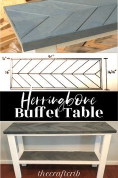 the before and after of a painted table with text overlay that says how to make a buffet table