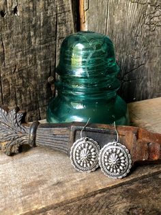 Western Style Round Concho Earrings - 1" long earring & fish hook - Antique silver plate - Nickel, Lead & Chrome free Cuffs Earrings, Concho Earrings, Horse Hair Bracelet, Earrings Western, Long Earring, Southwestern Jewelry, 30 Gifts, Horse Hair, Trading Company