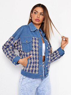 Coran Islam, Denim Fashion, Tartan, Women's Blazer, Denim Jacket, Ruffle Blouse, Jackets & Coats