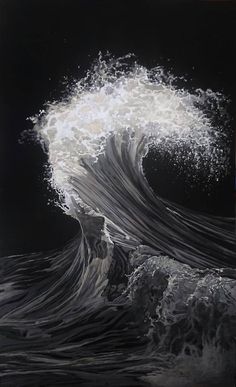 a painting of a large wave in the ocean