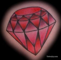 a red diamond tattoo design on the right arm and shoulder, done by tattoojoy com