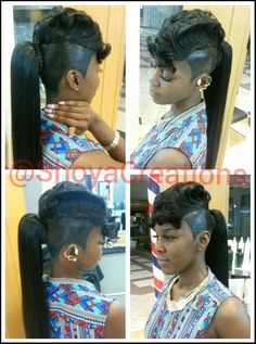 Illusion Ponytail Long Ponytail Hairstyles, Pretty Ponytails, Long Ponytail, Shaved Hair Designs, Roll Hairstyle, Black Ponytail Hairstyles, Mohawks, Ponytail Styles, Creative Hairstyles