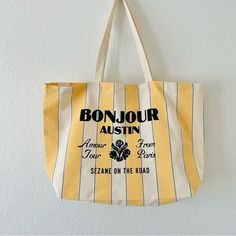 Limited Edition Bonjour Austin Tote Bag Brand New, Never Used. Perfect Condition. Measures About 20” X 14” Same-Day Shipping. Yellow Canvas Bag For Spring Travel, Spring Yellow Canvas Bags, Yellow Canvas Bag For Everyday Spring Use, Spring Yellow Canvas Bag For Everyday Use, Spring Yellow Canvas Bag For Daily Use, Spring Yellow Canvas Bag For Everyday, Yellow Large Capacity Satchel Canvas Bag, Yellow Canvas Satchel Bag, Yellow Double Handle Canvas Bag