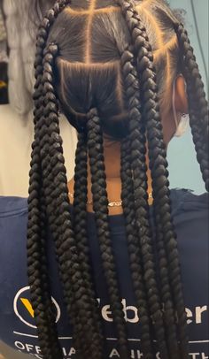 Jumbo Knotless Braids Styles, Jobo Knotless, Huge Knotless Box Braids, Braids For Black Women Big Parts, Jumbo Knot Less Box Braids, Jumbo Knowles Braids, 6 Big Box Braids, 4 Parts 8 Braids, Jump Knotless Braids