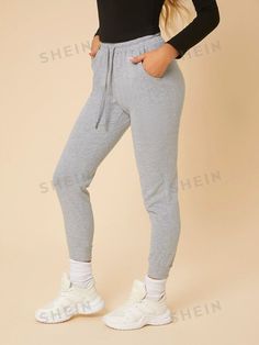 Free Returns ✓ Free Shipping✓. SHEIN PETITE Solid Drawstring Waist Sweatpants- Women Sweatpants at SHEIN. Women Sweatpants, Womens Sweatpants, Fashion Online Shop, Sports Equipment, Drawstring Waist, Online Fashion, All Fashion, Men's Clothing, Fashion Inspiration