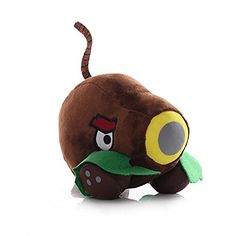 a brown stuffed animal with green leaves on it's head