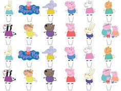 peppa pig stickers are arranged in rows on a white background with the words peppa pig