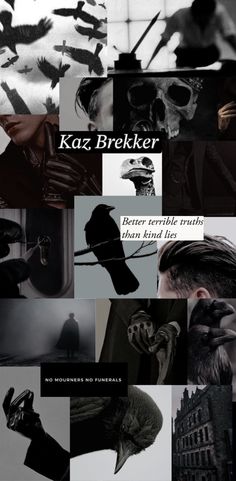 a collage of black and white images with the words kaz brecker