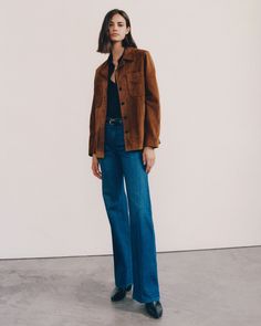 CELIA JEAN | Nili Lotan Wide Leg Brown Flare Jeans For Work, Fall Wide Leg Jeans With Patch Pockets, Chic Workwear Flare Jeans With Pockets, Classic Flare Jeans For Fall Workwear, Dark Wash Flare Jeans With Pockets For Fall, Brown Flare Jeans For Fall, Wide Leg Flare Jeans With Patch Pockets For Fall, Workwear Flare Jeans With Welt Pockets, Straight Leg Jeans With Flap Pockets For Work