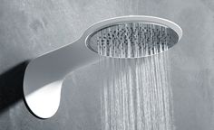 a shower head with water flowing from it