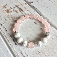 Help to Release Anger ~ Genuine White Howlite & Rose Quartz Bracelet w/ Swarovski Crystal Spacers Healing Anger, Crystal Jewelry Diy, Release Anger, Howlite Jewelry, Bracelet Styles, Intention Bracelets, Diy Beaded Bracelets, Diffuser Jewelry, Rose Quartz Bracelet