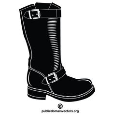 https://vectorportal.com/ High-quality stock illustrations, free for personal and commercial use. Art Boots, Tall Black Boots, Black Boots Tall, Public Domain, Rubber Rain Boots