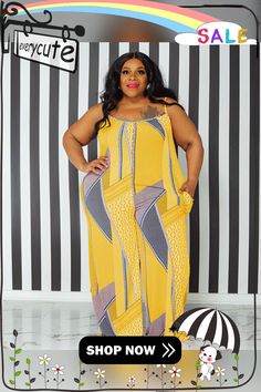 Plus Size Sleeveless Casual Loose Jumpsuits Sleeveless Yellow Jumpsuits And Rompers For Spring, Yellow Sleeveless Jumpsuits For Spring, Loose Jumpsuit, 1 Million, Jumpsuit, Shop Now, Plus Size