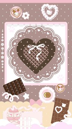 a heart shaped chocolate bar surrounded by other items