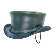 Hampton | Womens Leather Top Hat offers a sophisticated look with its midweight cowhide top grain leather and cinched deerskin lacing. Perfect for adding a unique, polished touch to any outfit. Material: Midweight USA Raised Cowhide Top Grain Leather Shape: Top Hat Trim: Leather Band; Cinched with Deerskin Lacing Brim Size: 2” Crown Height: 4 3/4” Sweatband: AHM Velcro Assembled in the USA Leather Top Hat, Whimsical Goth, American Hat Makers, Steampunk Top, Steampunk Top Hat, Steampunk Hat, Mens Hats, Style Steampunk, Chapeau Cowboy