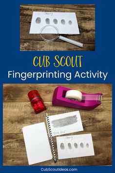 fingerprinting activity for kids to use with cup scout's stamp and scissors