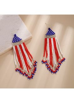 Color:Red;Package Contents:1 Pair X Earrings;Occasion:Other; Red Beaded Fringe Earrings For Beach, Red Dangle Earrings For 4th Of July, Red Dangle Jewelry For 4th Of July, Red Patriotic Beaded Earrings, Handmade Red Beaded Earrings For 4th Of July, Red Beaded Earrings For 4th Of July, Red Dangle Jewelry For Independence Day, Patriotic Beaded Dangle Earrings, Patriotic Dangle Beaded Earrings