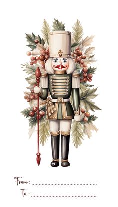 a christmas card with an image of a nutcracker