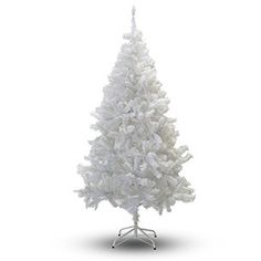 a white artificial christmas tree on a stand