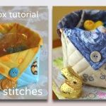 two pictures showing different types of sewing supplies in fabric bags, with instructions for how to sew them