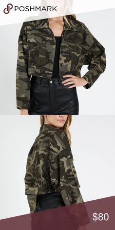 Camo Crop Jacket NWT Runs Large for an oversized fit/look Cropped Camo Jacket! 100% Cotton Jackets & Coats Jean Jackets Military Jacket Outfits, Camo Jacket Outfit, Jacket Outfit, Camo Jacket, Oversized Jacket, Design Collection, Cotton Jacket, Jean Jackets, Crop Jacket