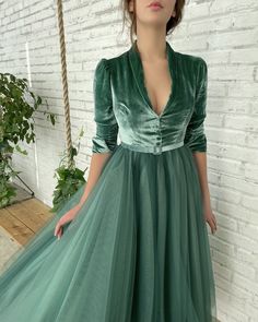 Velvet Enchanted Forest Gown - Teuta Matoshi Enchanted Forest Gown, Forest Gown, Enchanted Forest Dress, Blue Tulle Dress, Forest Dress, Dress Tea Length, Forest Clothes, Gowns Plus Size, Gown Plus Size