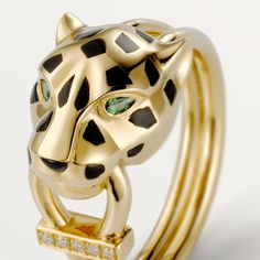 CRB4096700 - Panthère de Cartier ring - Yellow gold, lacquer, diamonds, tsavorite garnet - Cartier Jeanne Toussaint, Signing Off, Cat Motif, David Webb, Cartier Panthere, Tsavorite Garnet, Pink Ring, Alter Ego, Cartier Ring